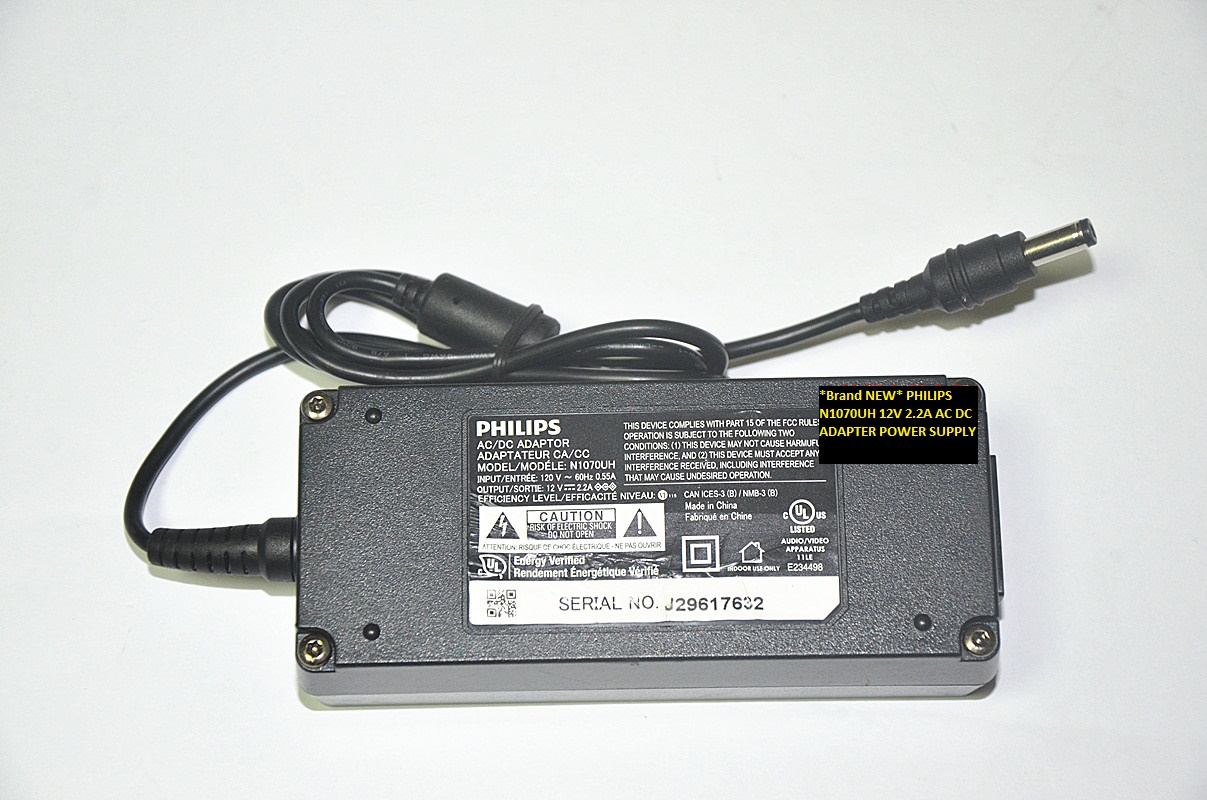 *Brand NEW* PHILIPS 12V 2.2A AC DC ADAPTER N1070UH POWER SUPPLY - Click Image to Close